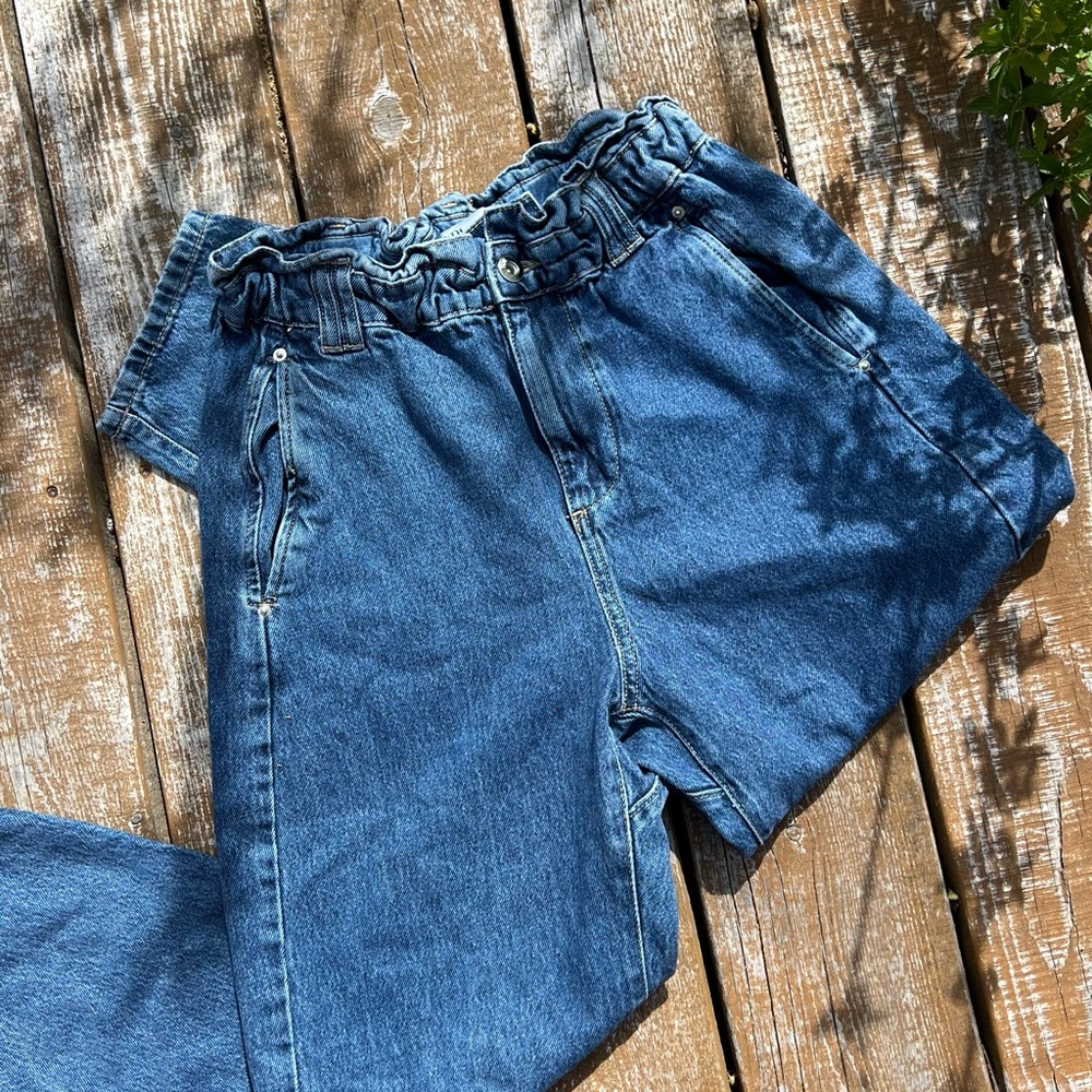 Zara Baggy High Waist Paper Bag Jeans